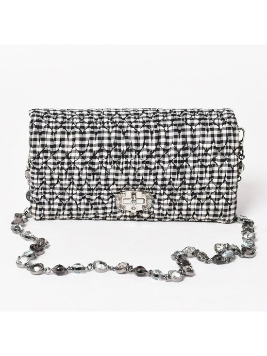 Miu Miu Handbags - Miu Miu Matelasse Bijou Chain Shoulder Bag Gingham Check Rhinestone